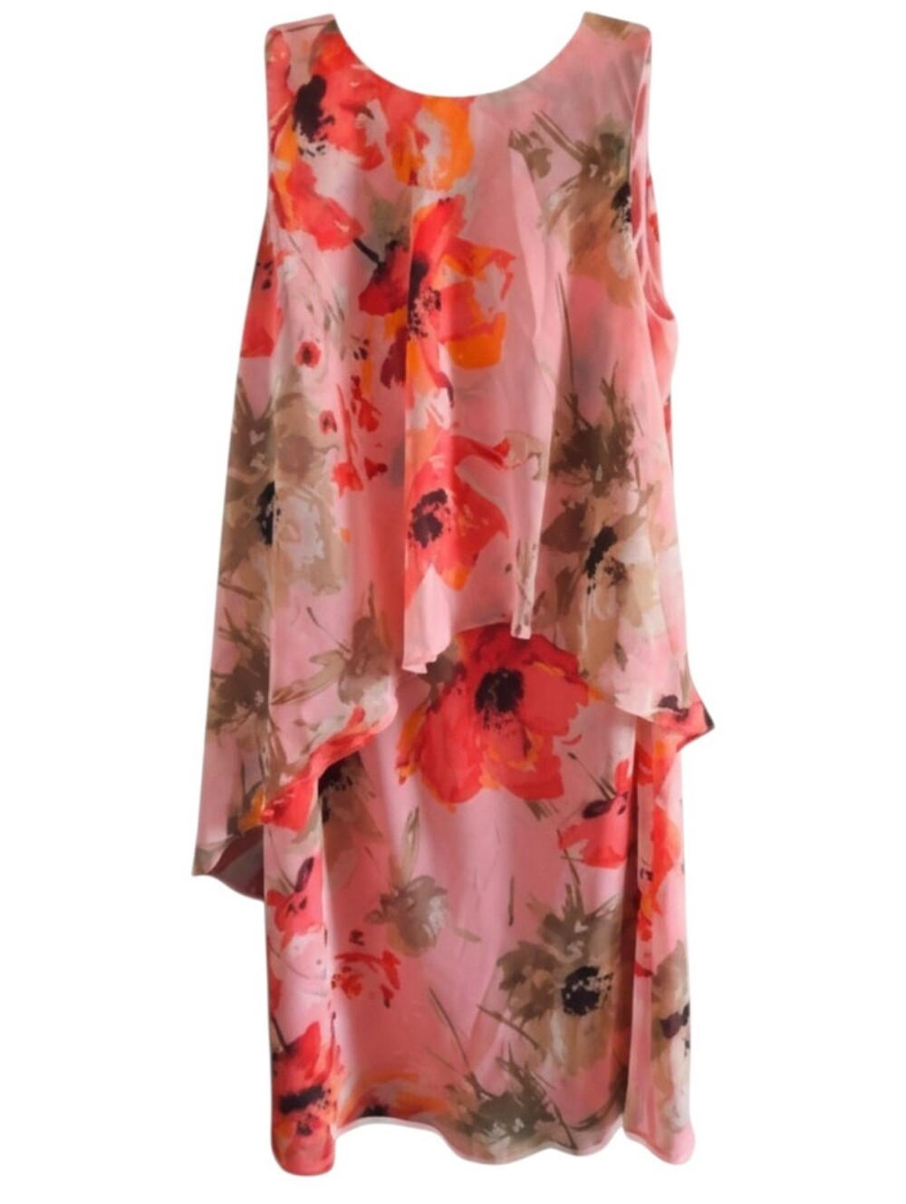 Lauren Ralph Lauren Peach Floral Sleeveless Flowy Tiered Dress - Size 8